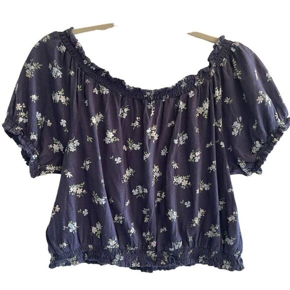 New Lucky Brand Floral Cropped Peasant Cottage Core Top Shirt Women’s Sz Small - Picture 1 of 5